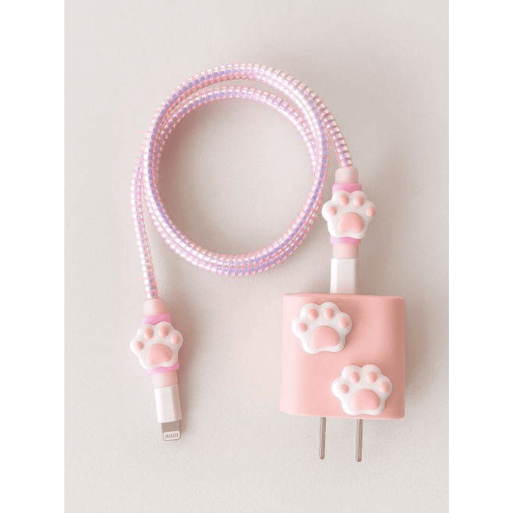 Набор защитный для зарядного устройства "Лапы", 5 предметов, розовый - 2