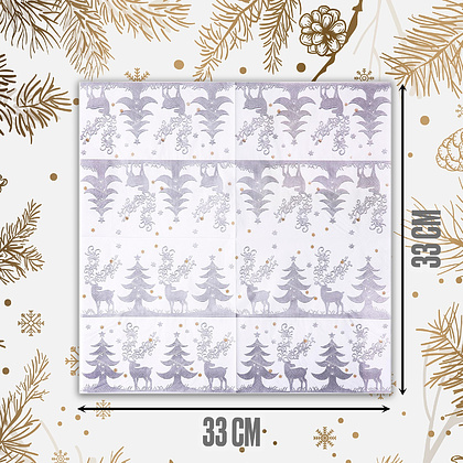 Салфетки бумажные "Зимний лес", 20 шт, 33x33 см, разноцветный - 3