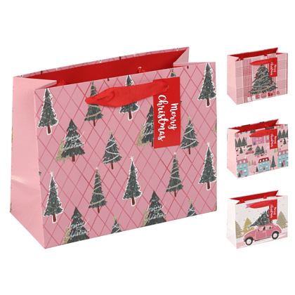 Пакет бумажный подарочный "Новогодняя суета", 23х18х10 см, ассорти