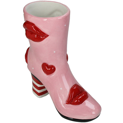 Ваза керамическая "Boot Lips", 19,5x8,5x23 см, розовый, красный - 2