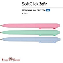 Ручка шариковая автоматическая "SoftClick. Zefir", 0,7 мм, пластик, ассорти, стерж. синий