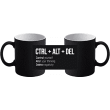 Кружка керамическая "CTRL+ALT+DEL", 350 мл, софттач, черный  