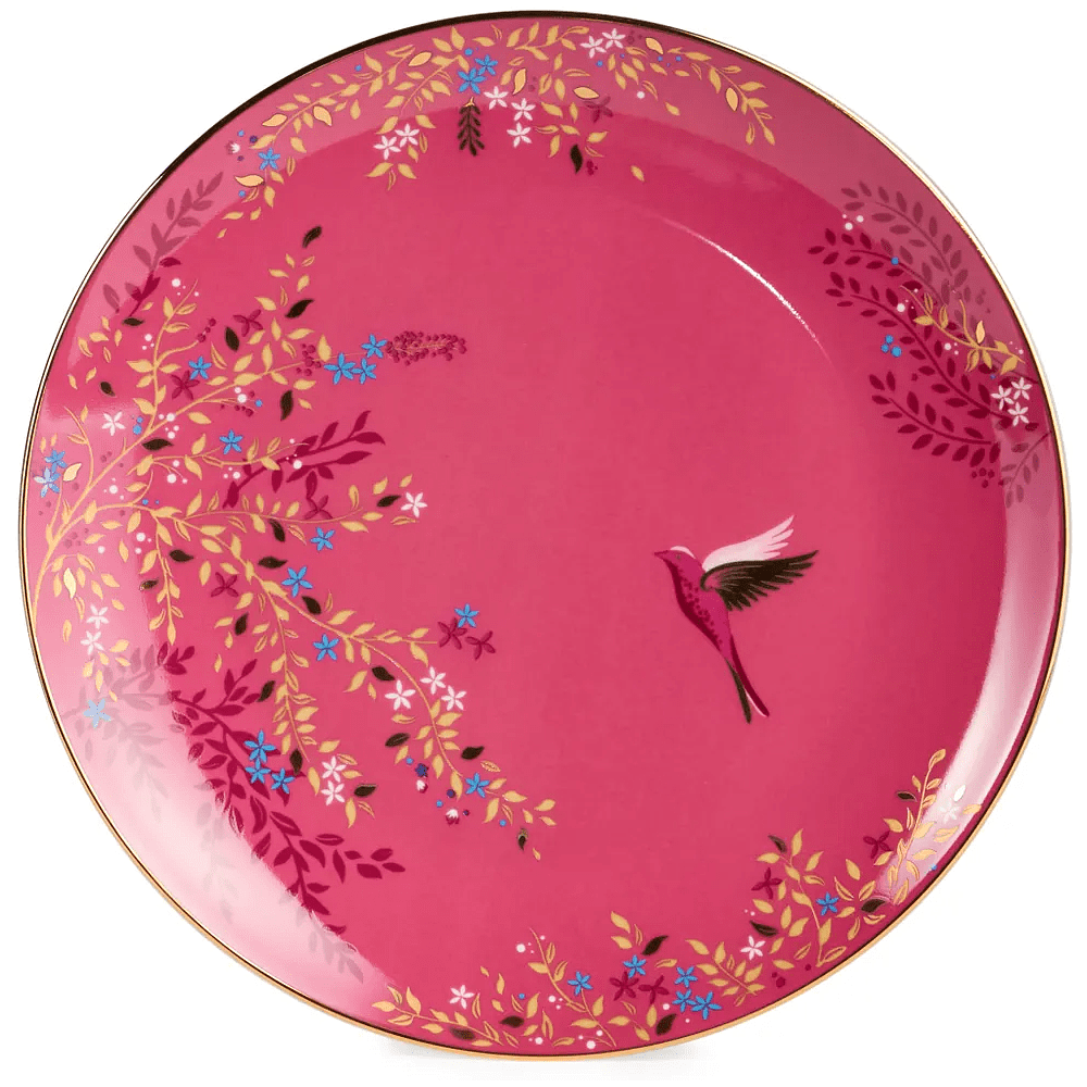 Тарелка фарфоровая "Golden birds", 20 см, красный