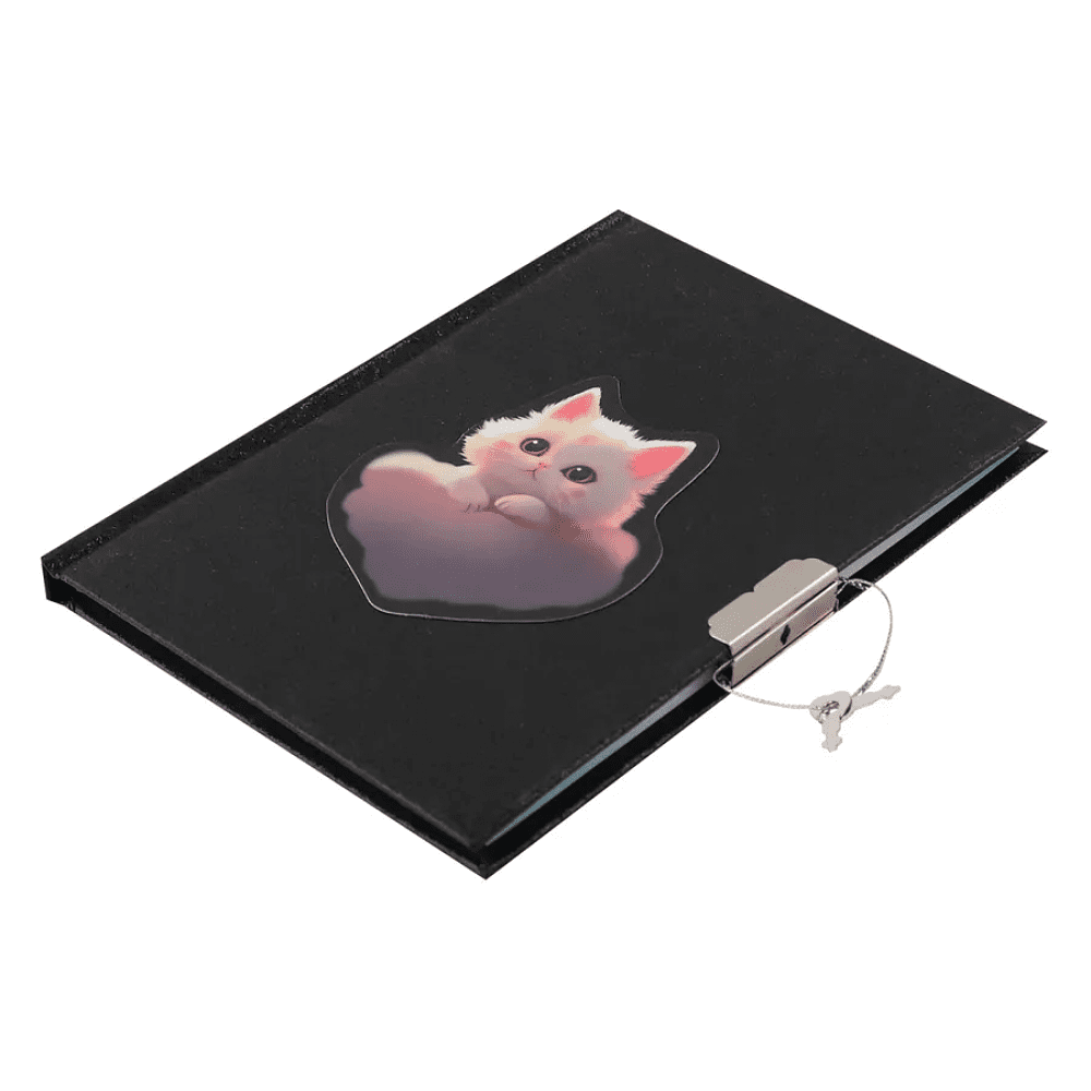 Книга записная "Dream Cat", А6, 110x150 мм, 56 листов, в линейку, с замком, черный - 3