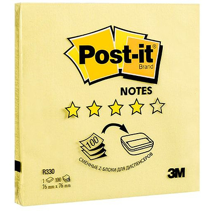 Бумага для заметок на клейкой основе "Post-it Classic", 76x76 мм, 100 листов, желтый