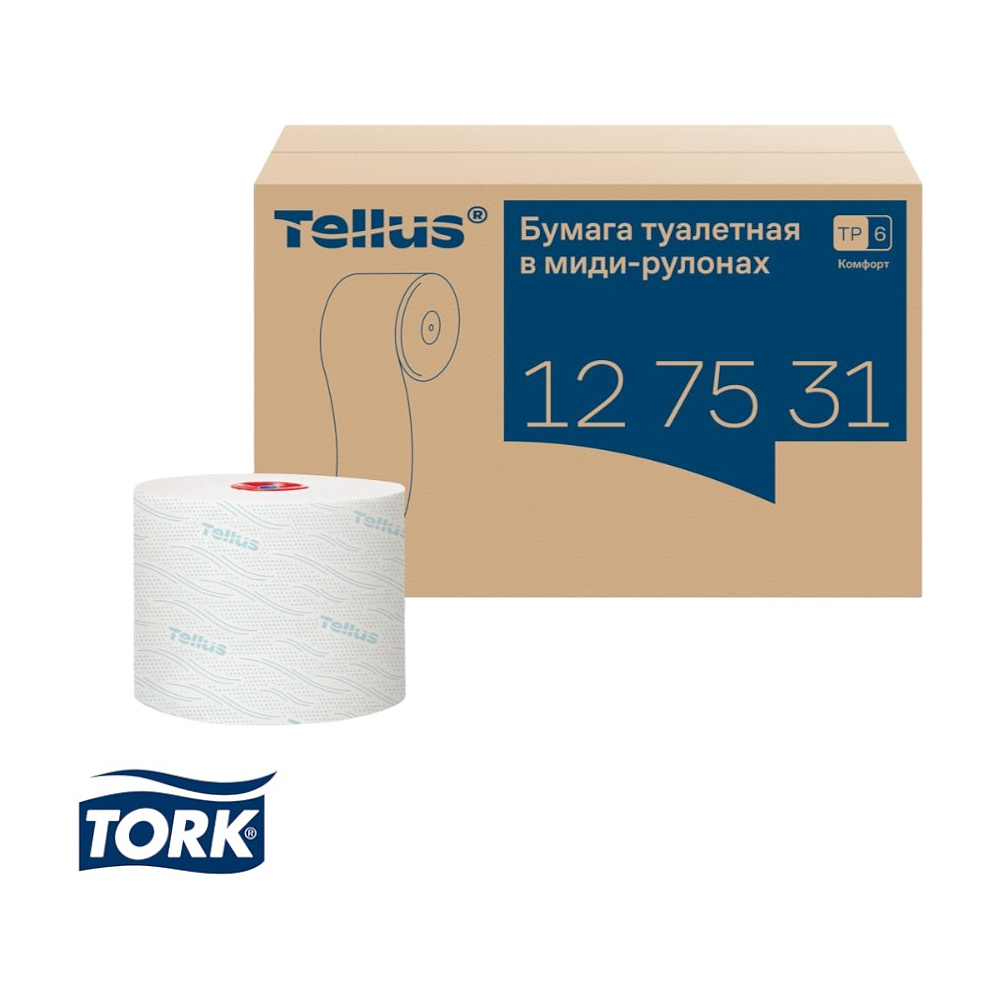 Бумага туалетная Tellus Комфорт T6, в миди-рулонах 100 м, 2 слоя