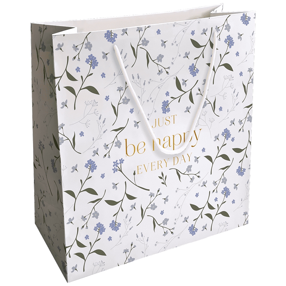 Пакет бумажный подарочный "Fleurs. Незабудки", 32х32х12 см, белый