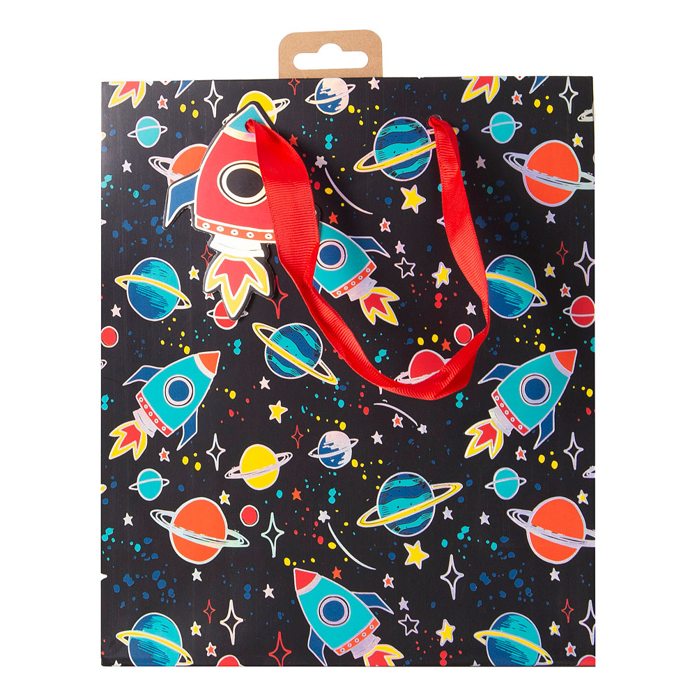 Пакет бумажный подарочный "Spaceman", 26.5x14x33 см, разноцветный - 3