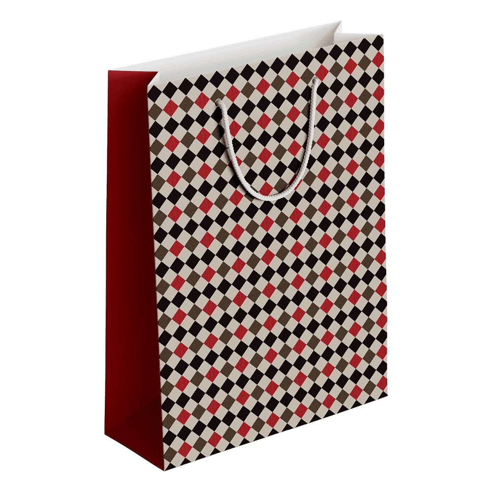 Пакет бумажный подарочный "Cage", 32х49х12 см, красный