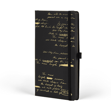 Блокнот "Total Black twilight gold", А5, 96 листов, линейка, на резинке, черный, золотистый