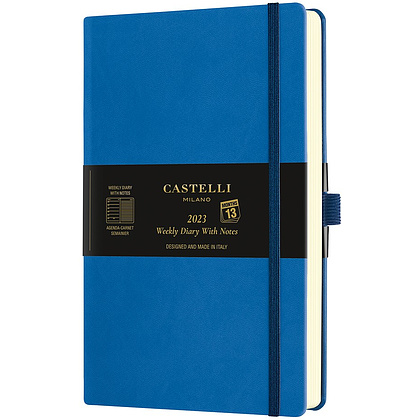 Еженедельник датированный Castelli Milano "Aquarela Blue Sea" на 2024 год, A5, 160 страниц, линованный, синий 