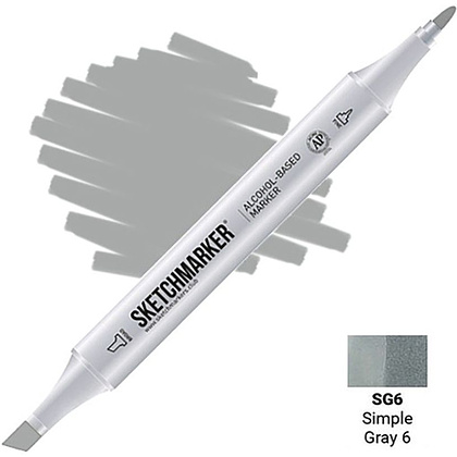Маркер перманентный двусторонний "Sketchmarker", SG6 серый простой №6