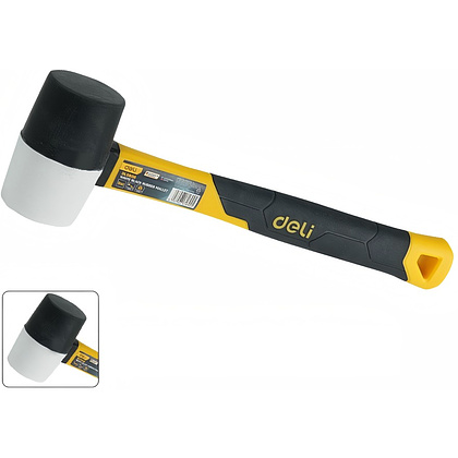 Киянка Deli YS EDL5808, резиновая, фибергласовая рукоятка, черная, белая - 5