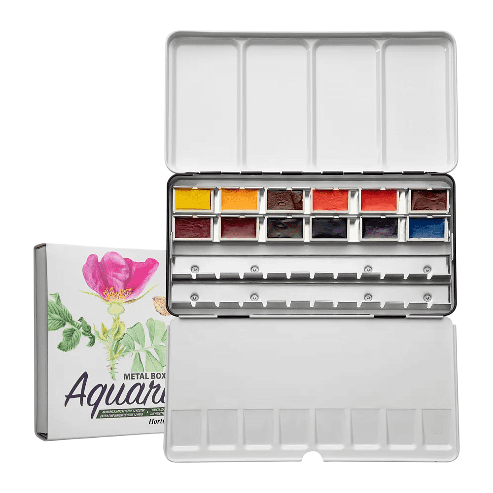 Краски акварельные "Aquarius. Botanical Set by Izabela Wolska-Kuśmider", 12 цветов, кюветы