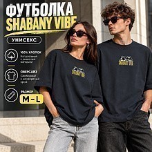 Футболка унисекс "Shabany vibe", M-L, х/б, оверсайз, черный