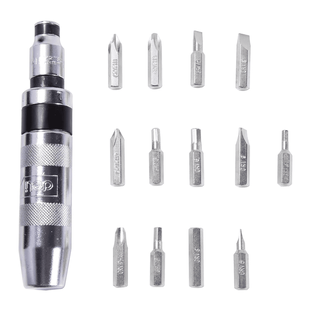 Отвертка ударно-поворотная с набором бит Deli YS EDL8901, 13 шт., металлический кейс