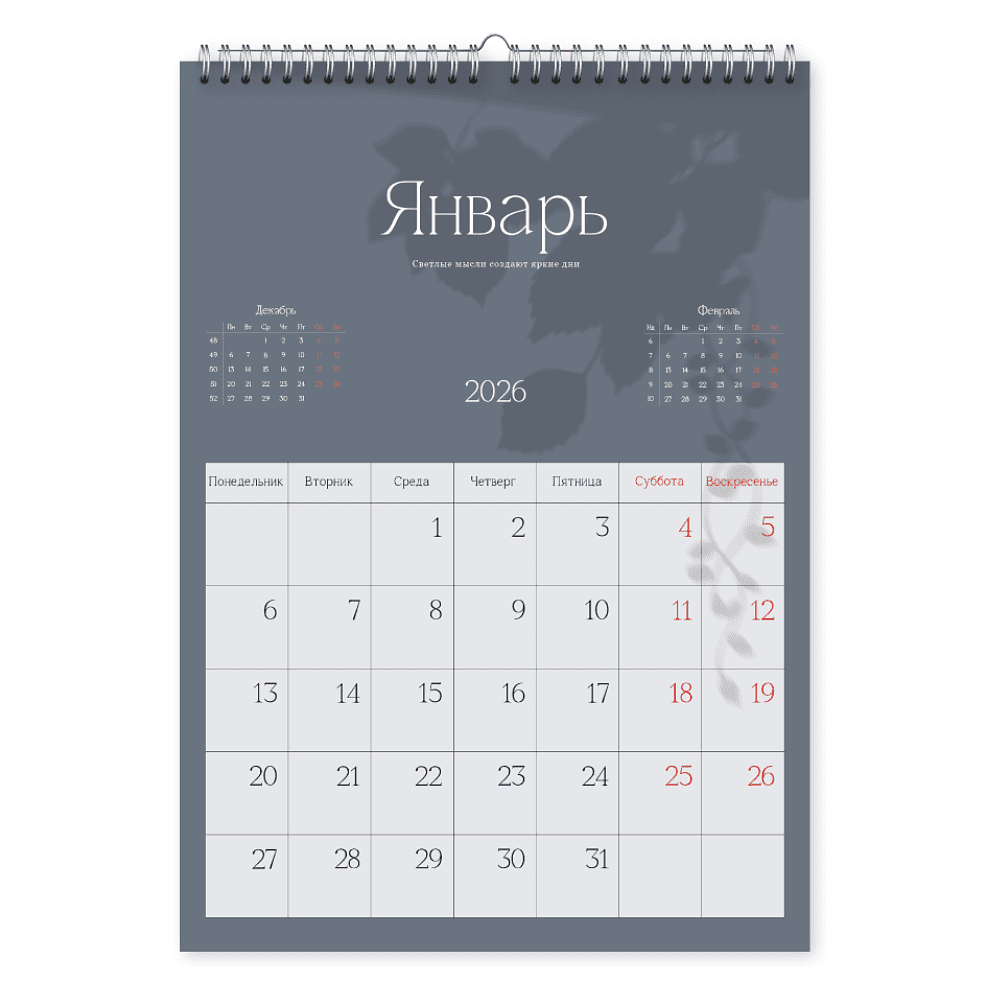 Календарь настенный перекидной "Shadow" на 2026, на спирали - 2