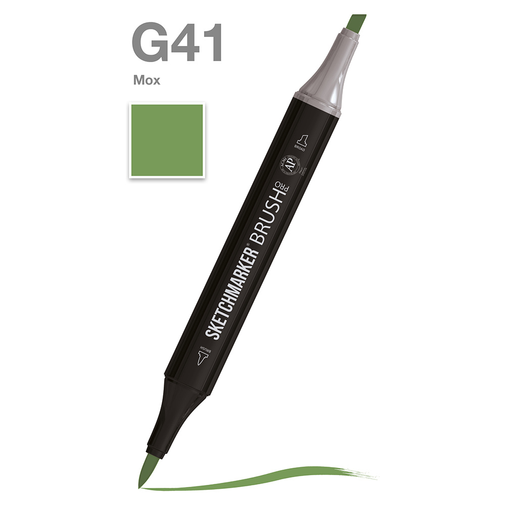 Маркер перманентный двусторонний "Sketchmarker Brush", G41 мох