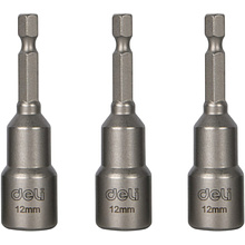 Набор насадок шестигранных магнитных Deli YS EDL4812T, 12 мм, 3 шт, HEX 1/4", серебристый