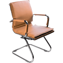 Кресло на полозьях "Бюрократ Ch-993-Low-V", экокожа, светло-коричневый, металл хром