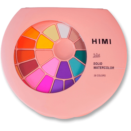 Набор красок акварельных "Himi Miya", 38 цветов, кюветы, розовый футляр - 4