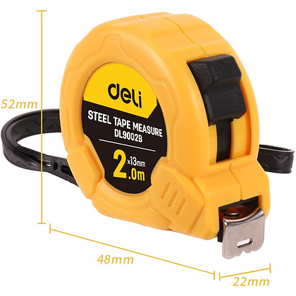 Рулетка Deli YS EDL9025B, 2 м х 13 мм, желтый, черный - 3