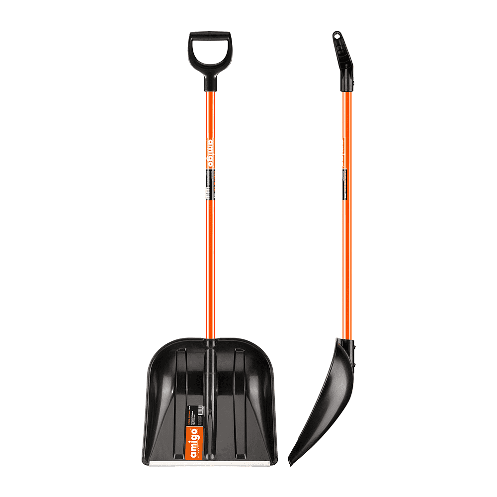 Лопата снеговая Amigo, 410x410, морозостойкий полипропилен, ребра жесткости, стальной черенок, D-образная рукоятка, черная - 4