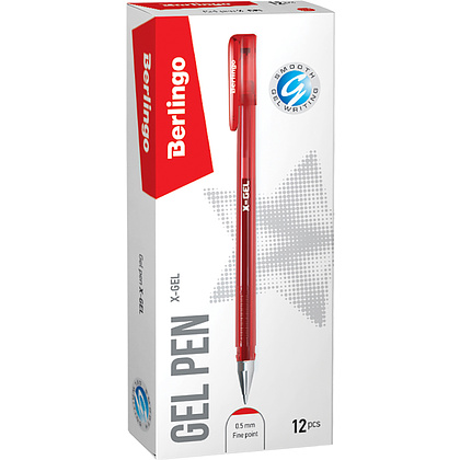 Ручка гелевая "X-Gel", 0,5 мм, красный, стерж. красный - 2