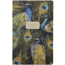 Ежедневник недатированный "Flora. Павлины", А5, 256 страниц, зеленый, синий