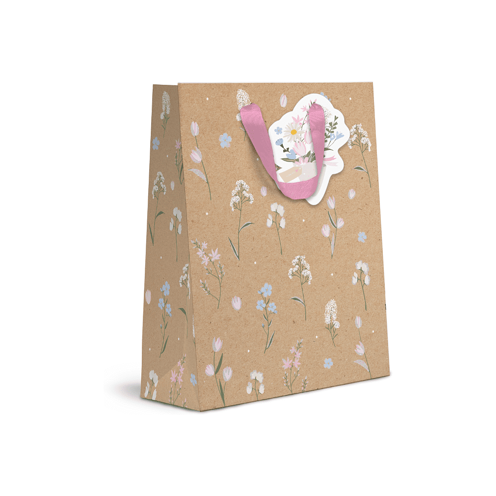 Пакет бумажный подарочный "Spring Flowers", 18х23х10 см, крафт, ассорти - 3