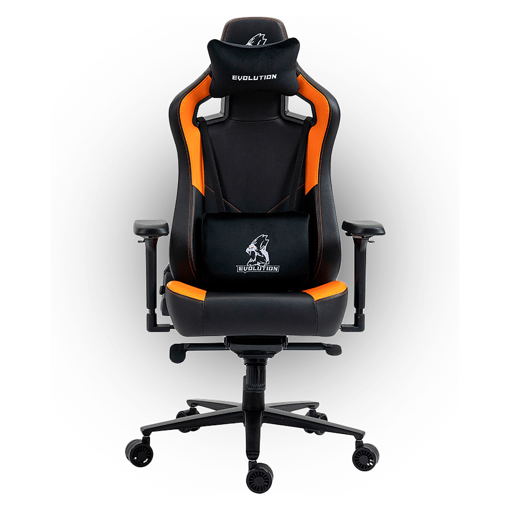 Кресло игровое Evolution Project A, экокожа, металл, черный, оранжевый - 2