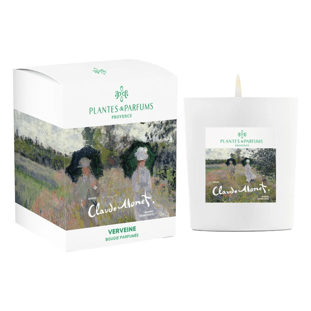 Свеча ароматическая PLANTES&PARFUMS "Promenade près d'Argenteuil, Verbena", Claude Monet collection, 180 гр