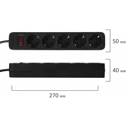 Сетевой фильтр Sonnen SPB-185, 1.8м, 5 розеток, черный - 3