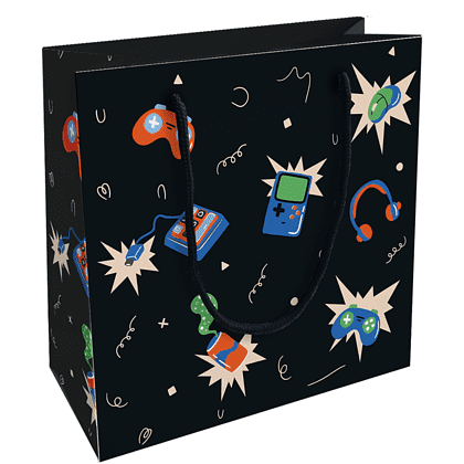 Пакет бумажный подарочный "Hobby", 20х20х8 см, черный