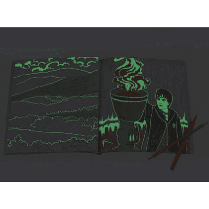 Раскраска на английском языке "Harry Potter. Glow in the Dark Coloring Book"  - 5