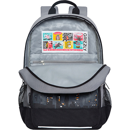 Рюкзак школьный "Grizzly", серый, черный - 4