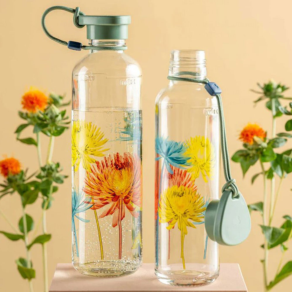 Бутылка для воды "Mint Flower", стекло, 750 мл, прозрачный, мятный - 6