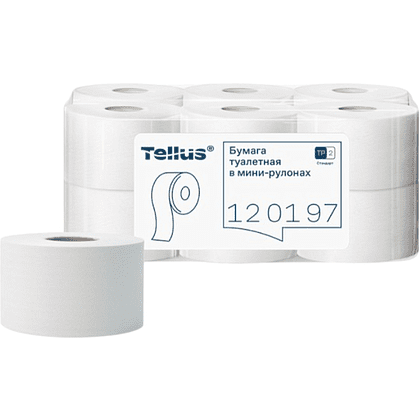 Бумага туалетная Tellus Стандарт ТP2, в мини рулоне, 200 м, 1 слой
