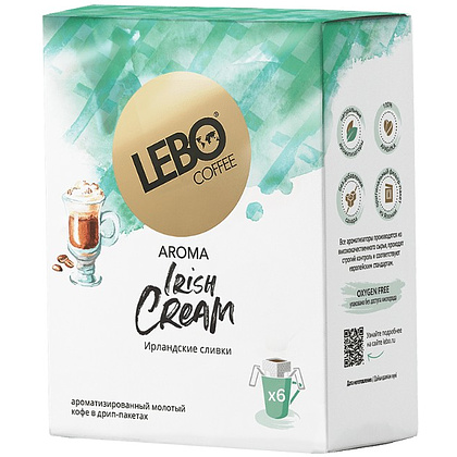 Кофе в дрип-пакетах "Lebo. Irish Cream" с ароматом ирландских сливок, 6 шт x 10.5 г