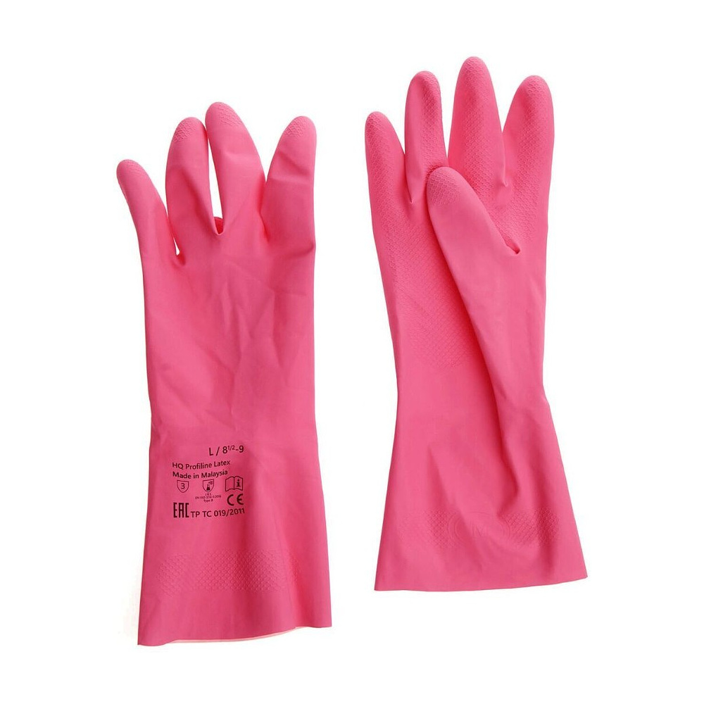Перчатки латексные HQ Profiline, р-р M, с х/б покрытием, красный - 4