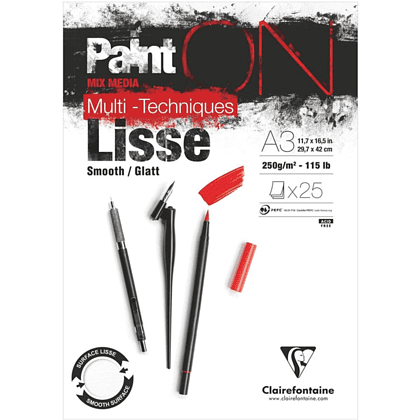 Блок-склейка "Paint'On", А3, 250г/м2, 25 листов, белая бумага