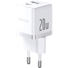 Сетевое зарядное устройство Baseus Palm P10111608213-00, Fast Charger C+U 20W EU, Moon White