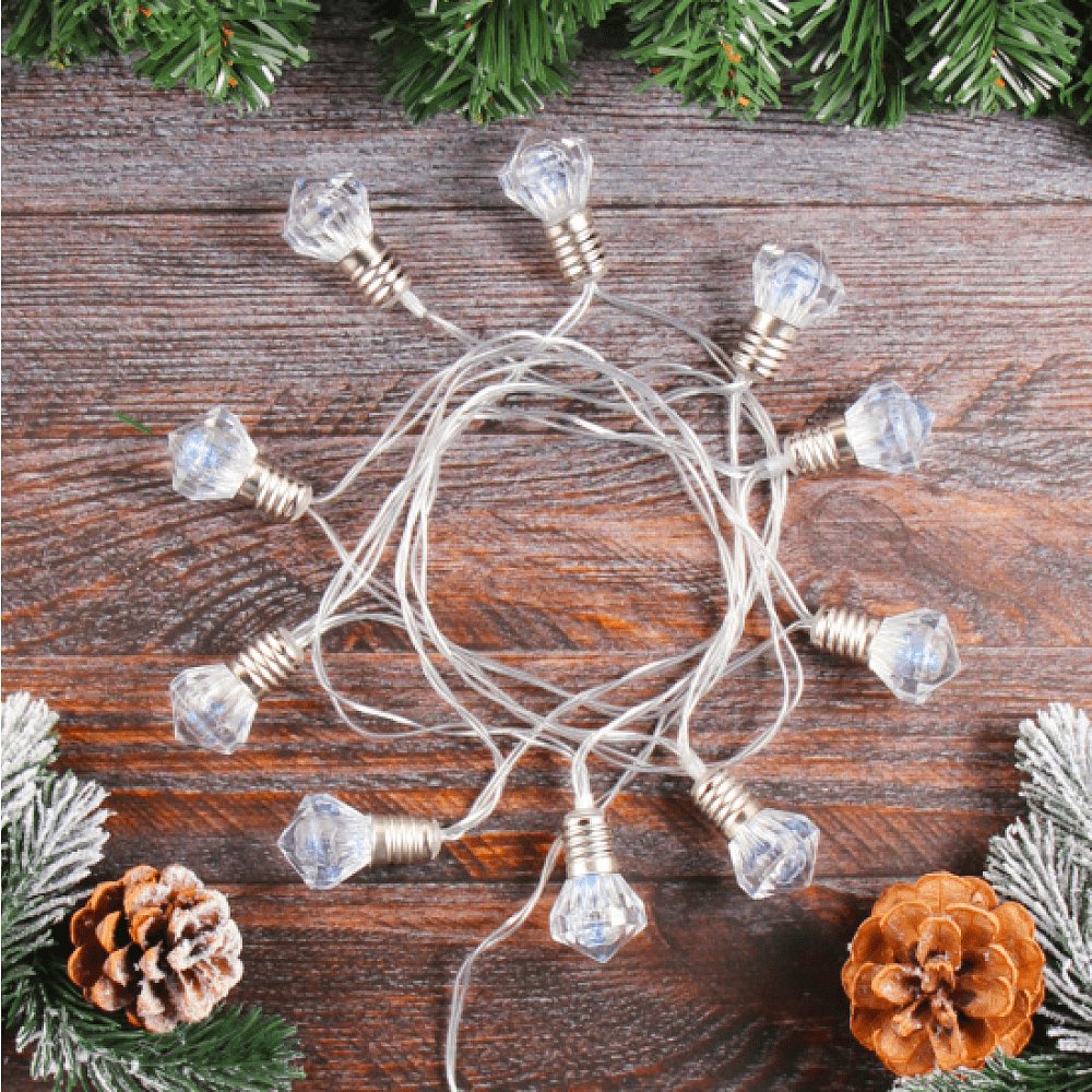 Гирлянда электрическая LED "Нить" с насадками "Фонарик", 2 м, тепло-белый - 4