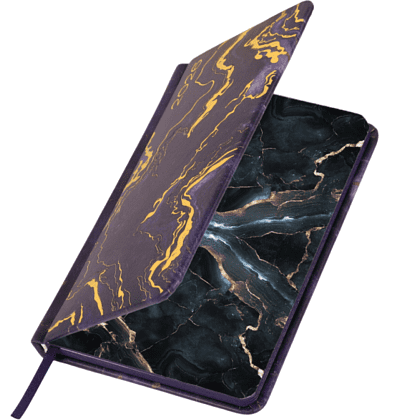Еженедельник датированный "Vista. Black marble", фиолетовый, золотой, 2026 - 2