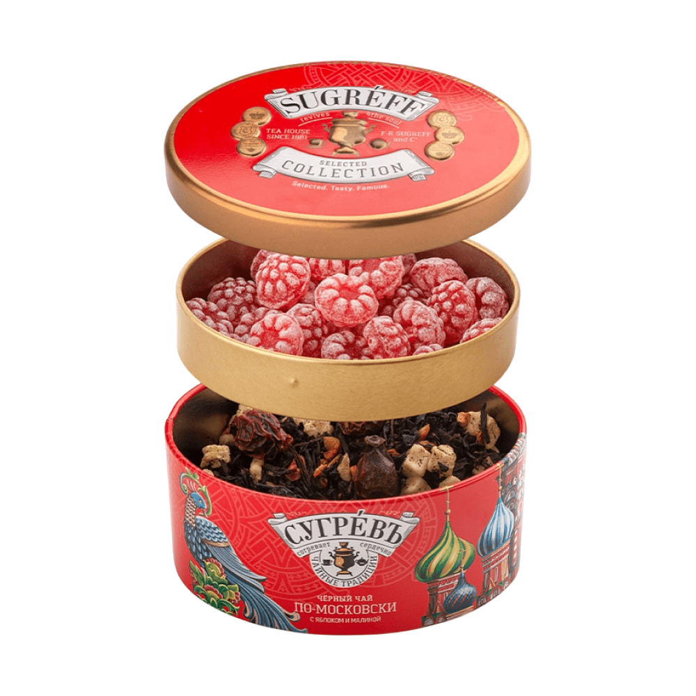 Чай "По-московски" 40 г + карамель леденцовая со вкусом малины 50 г