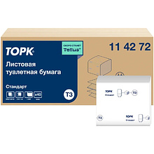 Бумага туалетная ТОРК Стандарт T3, листовая, 250 листов, 1 слой (114272)