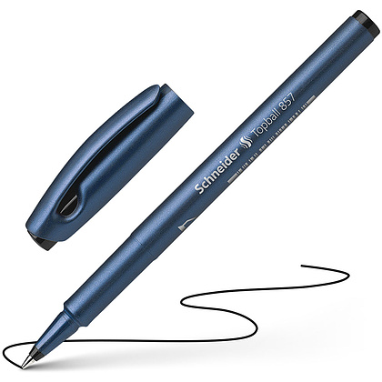 Ручка-роллер "Schneider Topball 857", 06 мм, черный, синий, стерж. черный - 2
