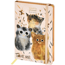 Еженедельник недатированный "Love me", А5, 144 страниц, линованный, бежевый