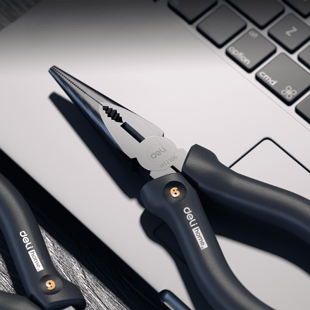 Длинногубцы Deli HS EHT2106, 160 мм, Soft Touch, черный - 3