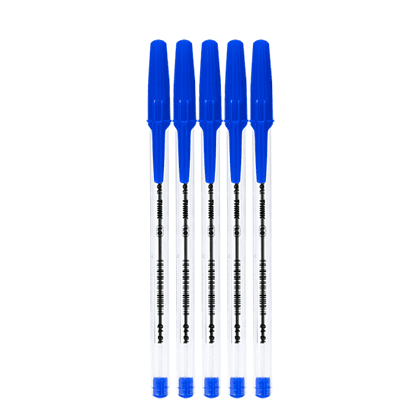 Набор ручек шариковых "Deli Think", 1 мм, прозрачный, стерж. синий, 5 шт